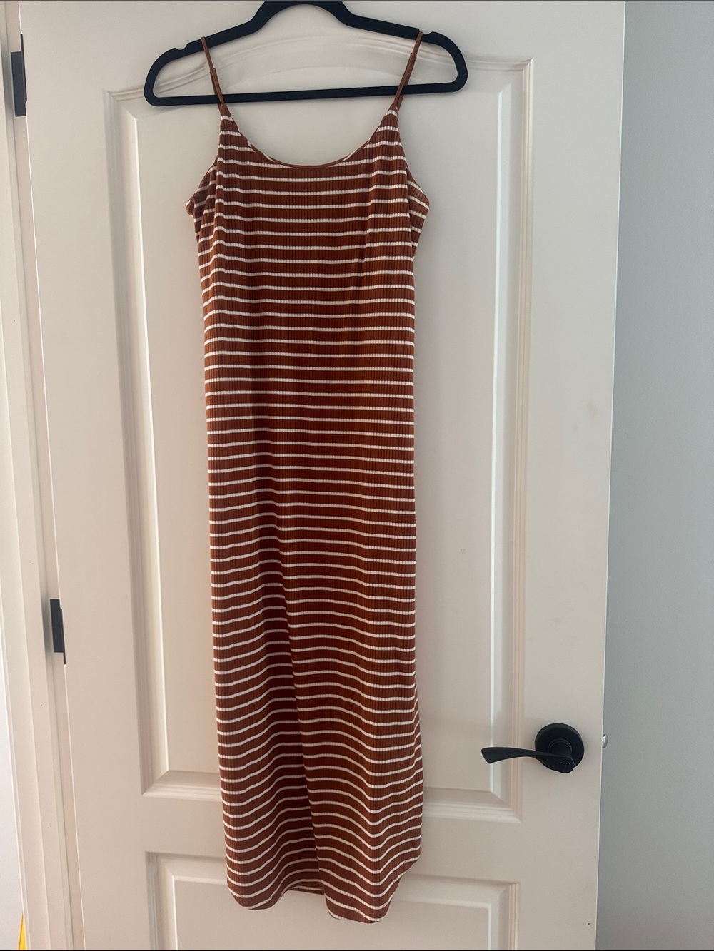 Wishlist Rust and White Striped Midi Slip Dress